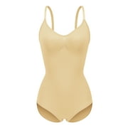 Sculpting Bodysuit for Women Tummy Control Seamless Shapewear Body Shaper, Apricot, L