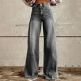thumbnail image 3 of DBAIXID Women Jeans Petite Straight Leg Plus Size Tall Elastic Waist Jeans for Women Stretch Loose Retro Stretch Rips Boyfriend Denim Sweatpants with Pockets Gray S, 3 of 6