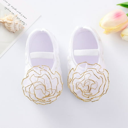

Cathalem Baby Boy Toddler Flowers Shoes Sole Toddler Child Cute Little Soft Set Headband Shoes Princess Shoes Baby Shoes White 6