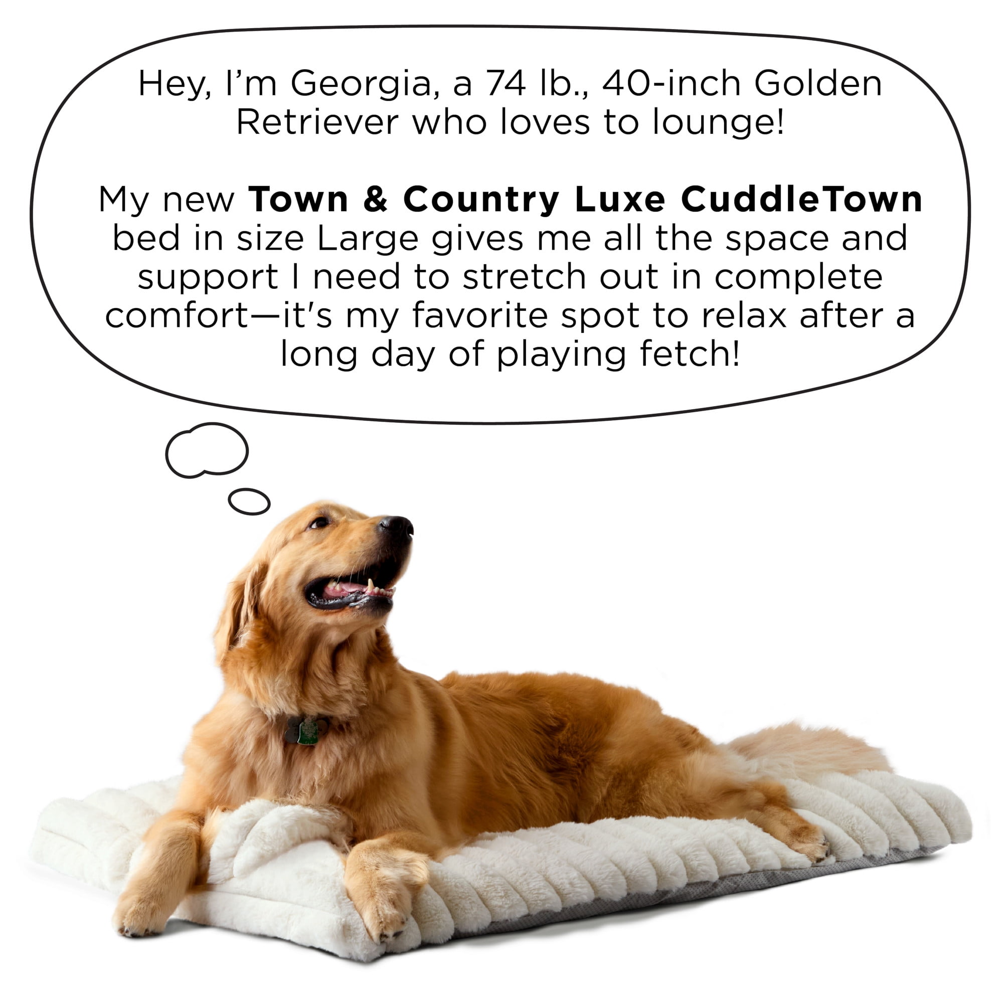 TOWN & COUNTRY LUXE CuddleTown Ribbed Bubble Stripe Pillow Crate Mat Pet Bed, Machine Washable Cover, Soft & Calming, Non-Slip Bottom, Cream, Large 42"x28"x3"