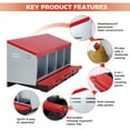 thumbnail image 6 of 4-Compartment Heavy Duty Metal Chicken Nesting Box – Roll-Out Tray, Waterproof Roof, Non-Slip Base, Easy Egg Collection – Poultry Coops, Backyard, Farms – Red, Four Grids, 6 of 8