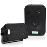 Pyle PDWR40B Waterproof Indoor Outdoor 5.25 Inch Speaker System, Black (2 Pack)