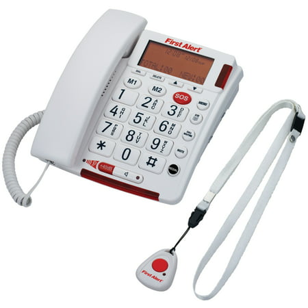 First Alert Sfa3800 Big-button Corded Telephone With Emergency Key & Remote