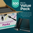 thumbnail image 5 of Black Plastic Forks Heavy Duty - 500 Pack Disposable Forks - Plastic Cutlery Utensils For Parties And Events, 5 of 6