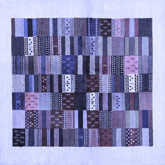 Ahgly Company Indoor Square Solid Blue Modern Area Rugs, 8' Square