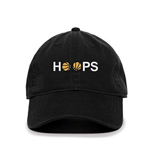 Tech Design Hoops Basketball Baseball Cap Embroidered Cotton Adjustable Dad Hat Black