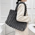 thumbnail image 5 of Women's Tote Handbags Furry Tote Bags for Women Fashion Purses and Handbags Winter Plush Shoulder Bags Large Capacity Solid Color Gray, 5 of 6