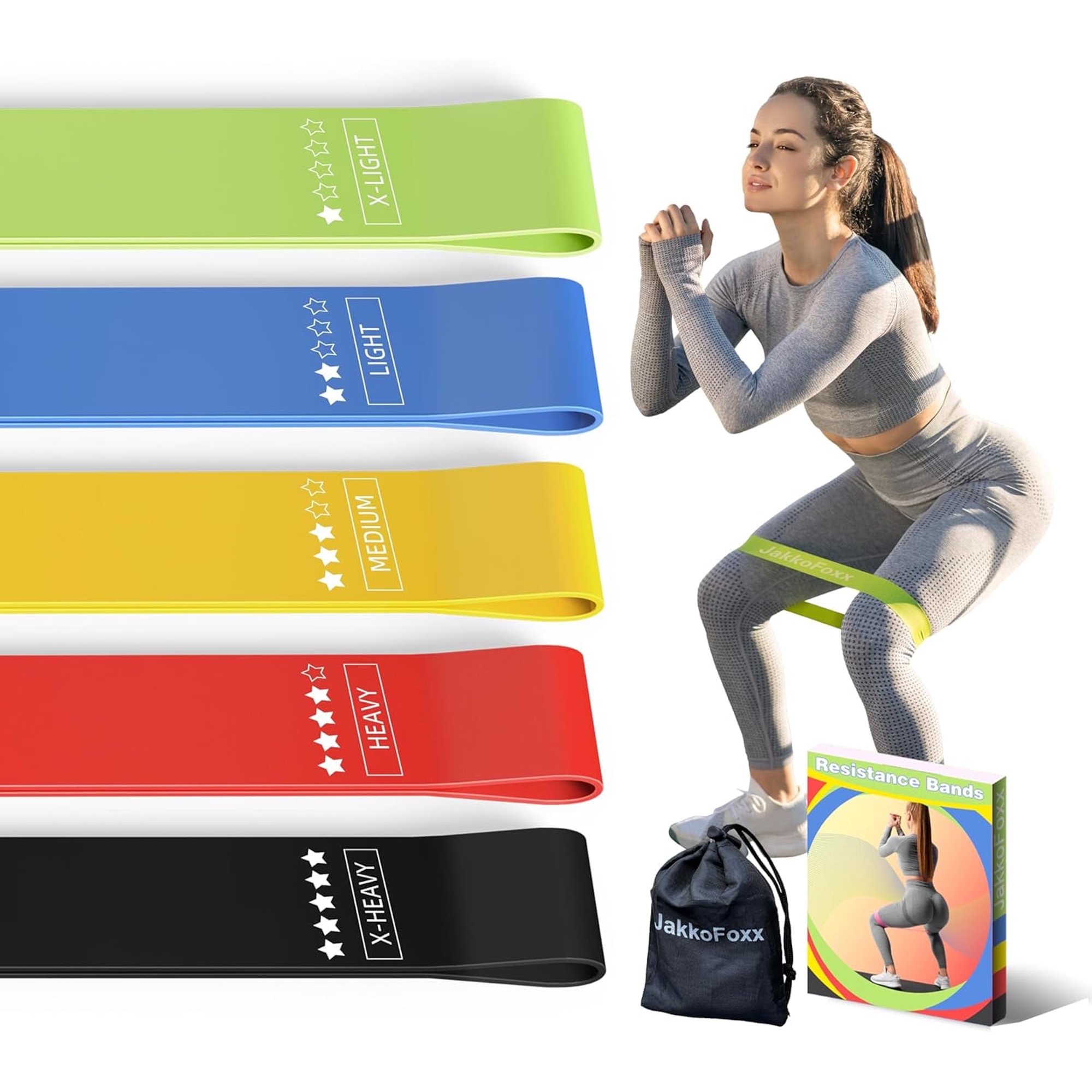 Resistance Loop Exercise Bands Exercise Bands for Home Fitness, Stretching, Strength Training, Physical Therapy,Elastic Workout Bands for Women Men Kids, Set of 5