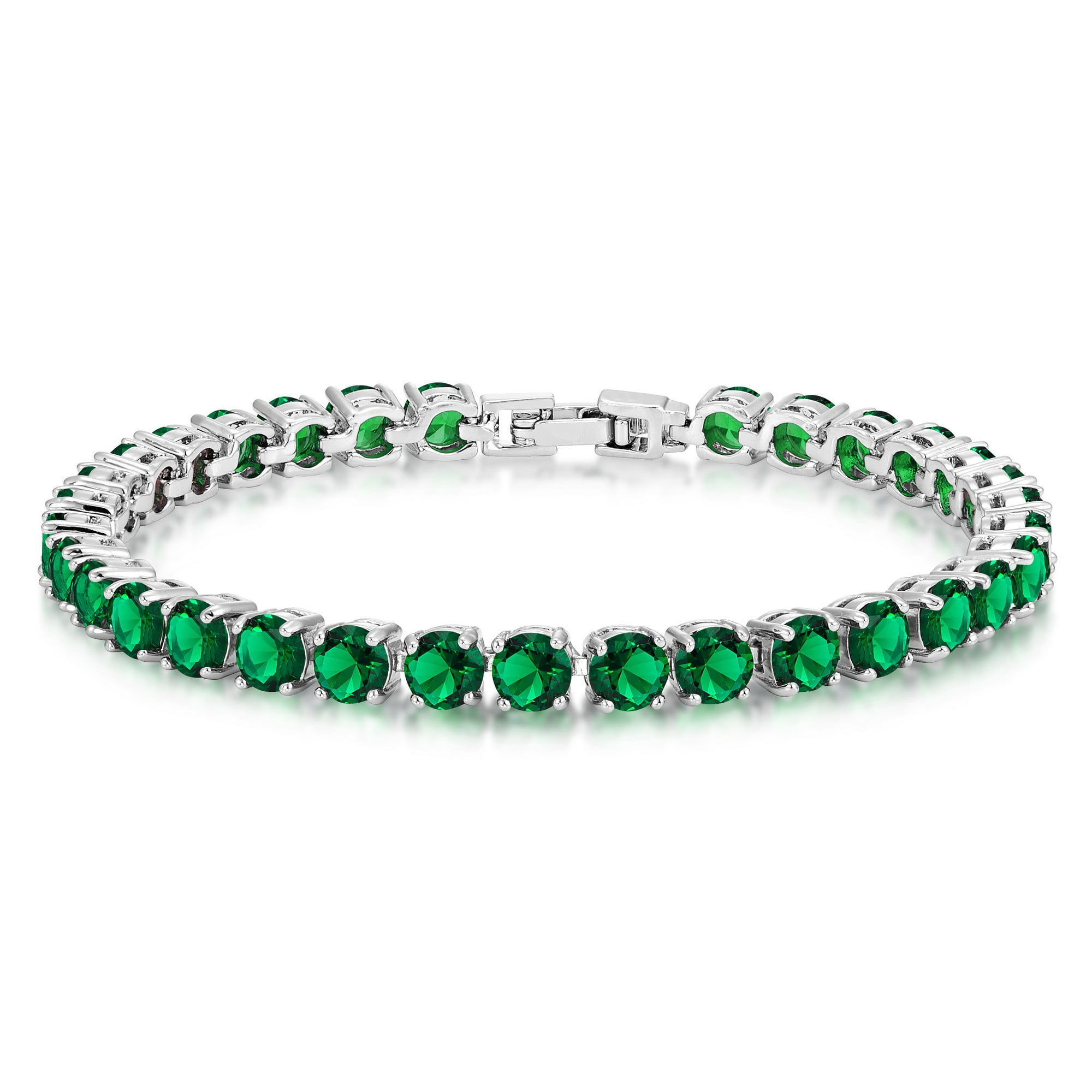 Sterling Silver Celtic Claddagh Charm Bracelet With Emerald Glass Heart & Crown - .925 Silver, 4mm Hole