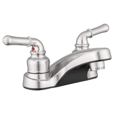 Lynden Bathroom Sink Faucet by Pacific Bay - Features a Classically Arced Spout and Traditional Two-Lever Operation – Metallic Satin Nickel Plating Over ABS Plastic - New 2019 (Best Bath Faucets 2019)