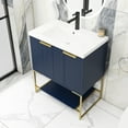 thumbnail image 5 of 24"/30" Plywood Freestanding Bathroom Vanity Set with White Sink Navy Blue 30" x 18" Lacquer, 5 of 5