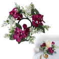 thumbnail image 2 of 1 Pcs Artificial Hydrangea Candle Rings Wreaths,9.84 Inch Small Wreath Pillar Candle Holder,Center Mini Artificial Flower Wreaths Candle Ring Wreaths Holder,For Wedding Door Wall Window Decor,B, 2 of 8