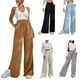 thumbnail image 2 of Pantalones casuales de cintura alta para mujer, pantalones de pana de color sólido europeo y americano con dobladillo con abertura y costuras para mujer, 2 of 6