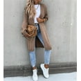 thumbnail image 5 of Women's Neck Cardigan Sweater Chunky Solid Casual Long Sweater Coat Open Front Knitwear Fashion Winter Coats, 5 of 8