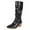 Black, variant on Metallic Slouchy Knee High Boots for Women Fashion Casual Leather Pointed Toe Chunky Stackable Heel Mid Calf Dress Tall Boots Fall Winter Silver Size 6.5