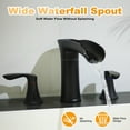 thumbnail image 5 of Sunrinx 8'' Widespread Bathroom Faucet 2-Handle Waterfall Sink Faucet 360° Swivel Spout Matte Black 3-Hole with Drain Assembly, 5 of 12