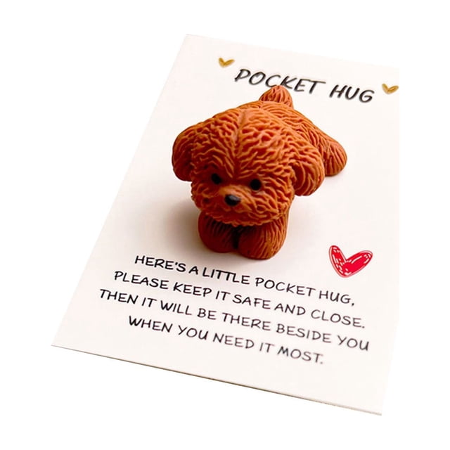 Birdeem Cute Teddy Pocket Card, Resin Brown Bear Design, Small Greeting Card for Gift Giving, Affection Note Card for Friends Family
