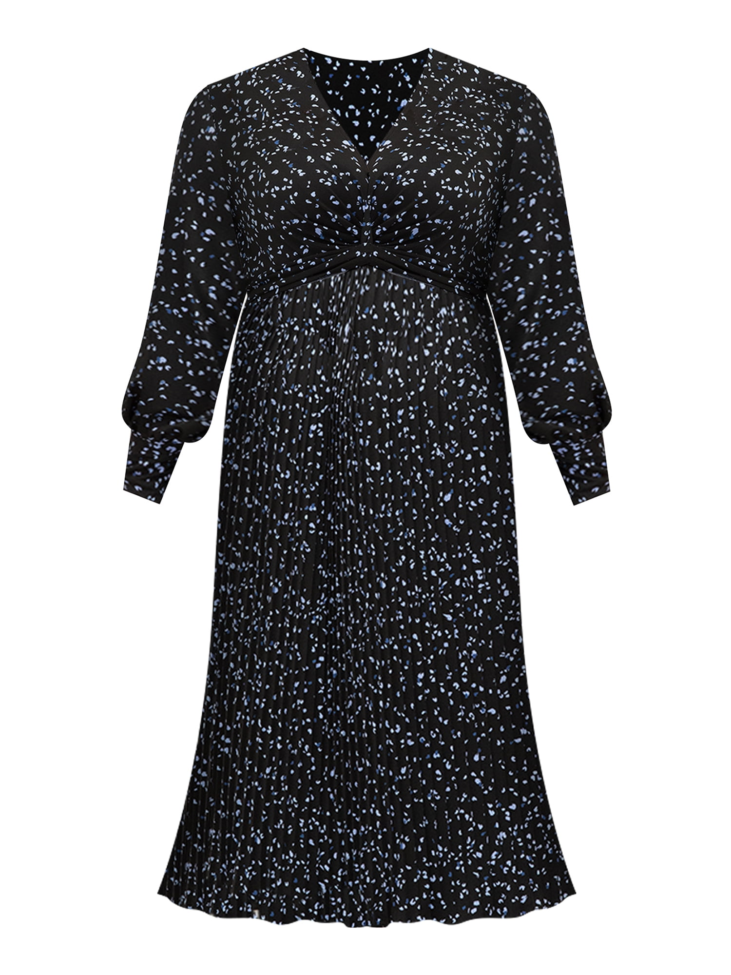 ELOQUII Elements Women's Plus Size Knot Front Pleated Skirt Dress