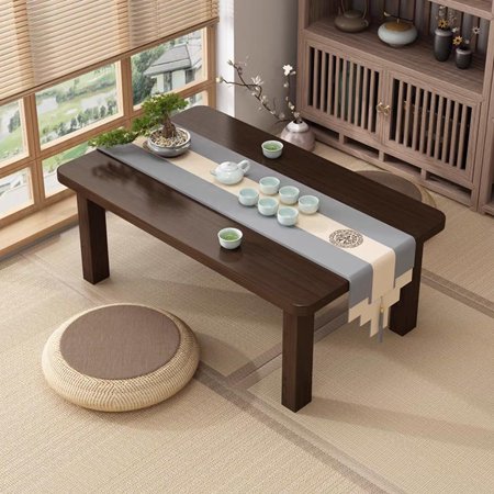 Floor Table Folding Coffee Table Low Foldable Bamboo Versatile Table for Sitting Picnic Table Tea Tatami Folding Table for Dining Room Living Room (39.4 * 19.7 * 11.8 inch)