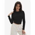 thumbnail image 3 of Women's Cropped T-Shirt - Long Sleeve Slim Fitted Top for Casual, Workout & Layering | Trendy Basic Crop Top, 3 of 6