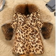 thumbnail image 3 of Ofreoo Winter Coats for Women Faux Fur Collar Classic Leopard Medium Long Jacket,Holiday,Wedding,Party Christmas Gift, 3 of 7