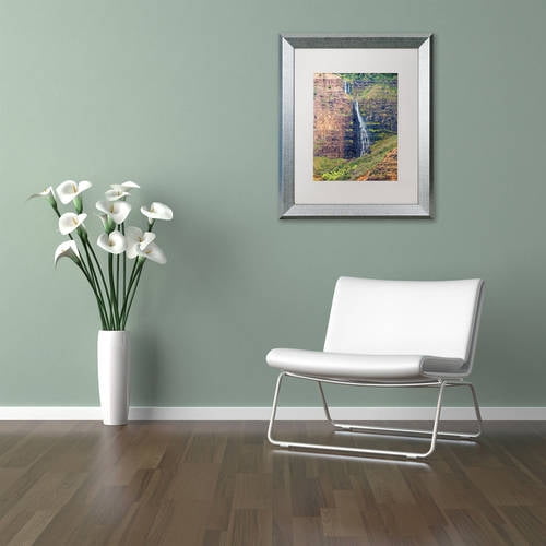 Trademark Fine Art 'Waipoo Falls' Canvas Art by Pierre Leclerc, White Matte, Silver Frame