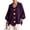 Dark Purple, variant on Women's Wavy Collar Knit Cardigan, Oversized Lantern Sleeve Sweater with Large Metal Buttons, Irregular Scalloped Hem Fall Winter Casual Outerwear Light Gray L