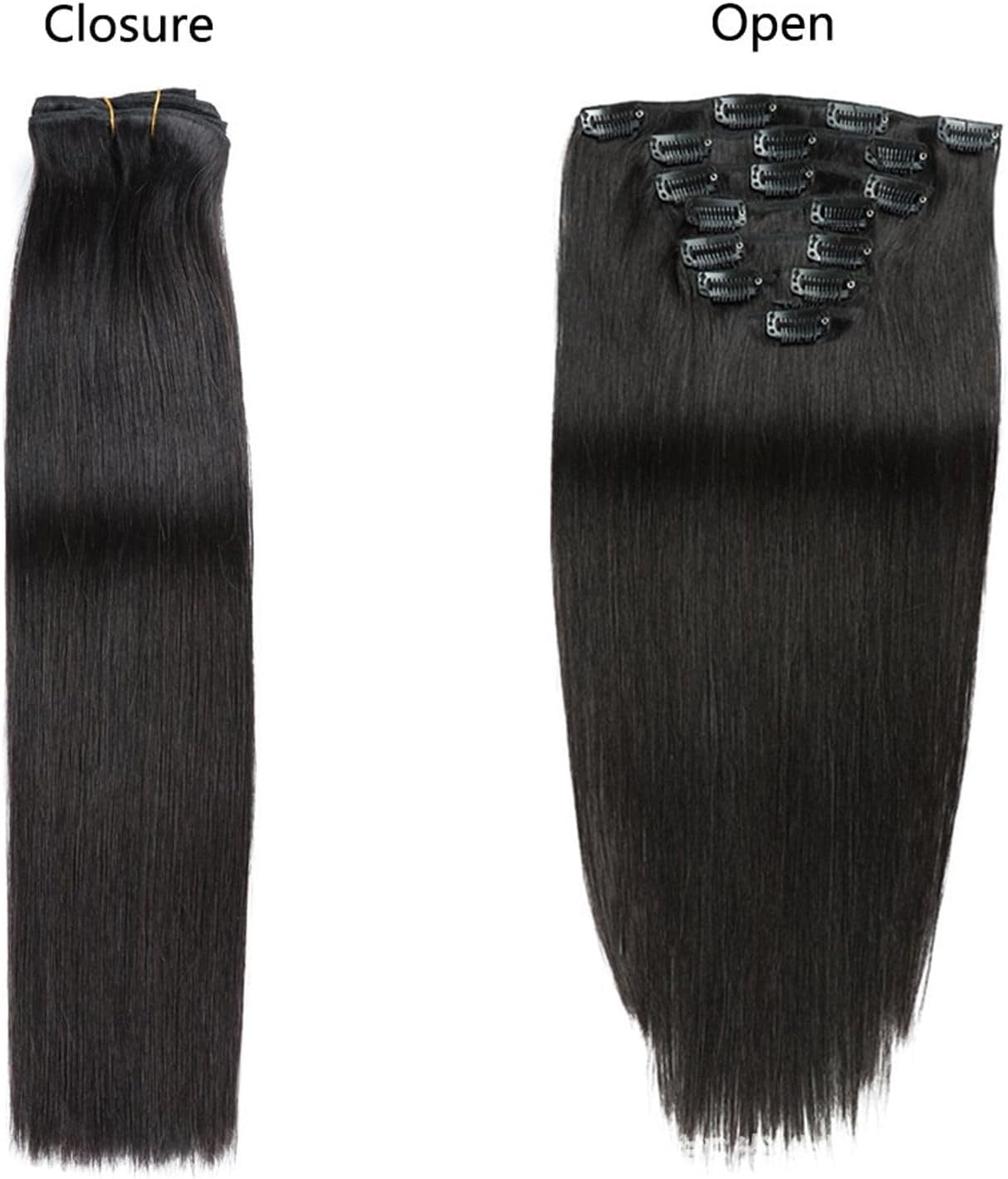 Aorsher Clip in Hair Extensions Remy Human Hair for Women Silky Straight Human Hair Clip in Extensions 100grams 7pieces 24inch Black