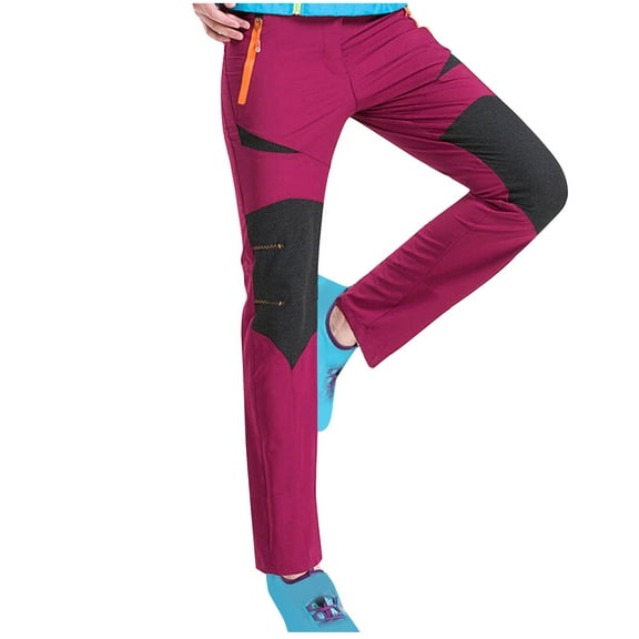 Oplxuo Women's Hiking Pants Colorblock Lightweight Quick Dry Outdoor Travel Camping Safari Pants with Pockets