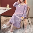 thumbnail image 4 of Defitshape Women's Cute Long Sleeve Nightgown Padded Midi Sleep Dress Ruffle Nighty Cotton Sleepwear Purple 8-10, 4 of 4