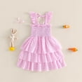 thumbnail image 6 of JAJAHO Girls Easter Dresses Toddler Baby Girl Clothes Summer Sleeveless Bunny Embroidery Square Neck Plaid Tiered Midi Dress Holiday Outfits Cozy Dresses, 6 of 6