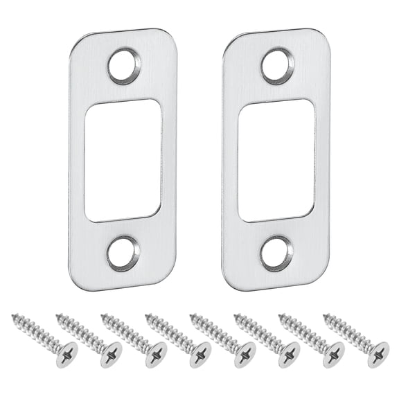 Uxcell 2Pack Door Strike Plate, 57mm x 25.5mm Stainless Steel Latch Deadbolt Replacement Lock Strike Plate, Silver