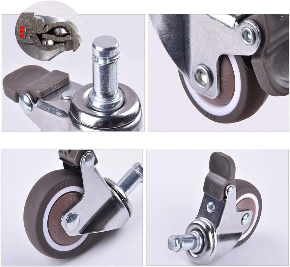 Gamvdout Plate Casters 4X Office Chair Moving Caster Wheels Trolley Furniture Replacement Castors Wheels Heavy Duty Castor Wheels 360° Swivel Rubber Caster Wheels Standard Stem Caster