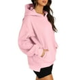 thumbnail image 4 of Oversized Hoodie for Women with Pockets Solid Color Hooded Sweatshirt Fashion Casual Loose Long Sleeve Top Hood (Pink M), 4 of 5