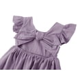 thumbnail image 4 of Vestido Dutebare para niñas pequeñas, algodón y lino, con volantes, morado, 4 of 6