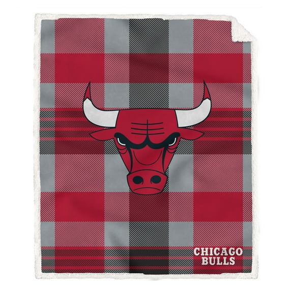 Pegasus Chicago Bulls 60" x 70" Plaid Steel Royal Plush Sherpa Blanket