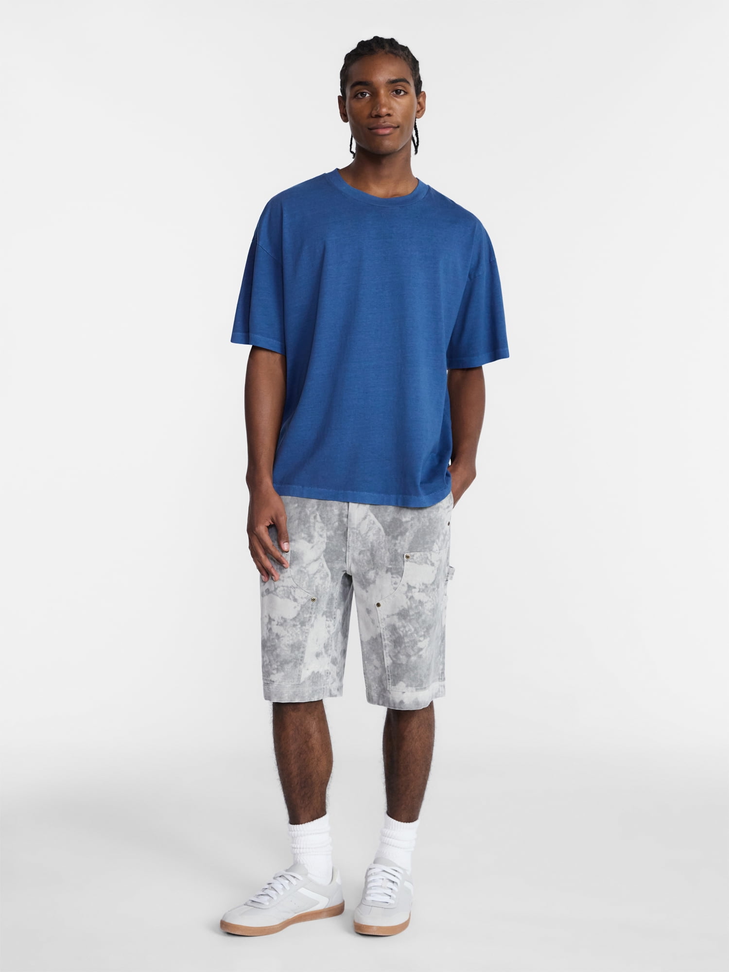 No Boundaries Men's Oversized Boxy Tee with Short Sleeves, XS-4XLT