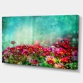 thumbnail image 2 of Petites Fleurs Rouges et Roses sur Fond Bleu - Impression d'Art Floral sur Toile, 2 of 4