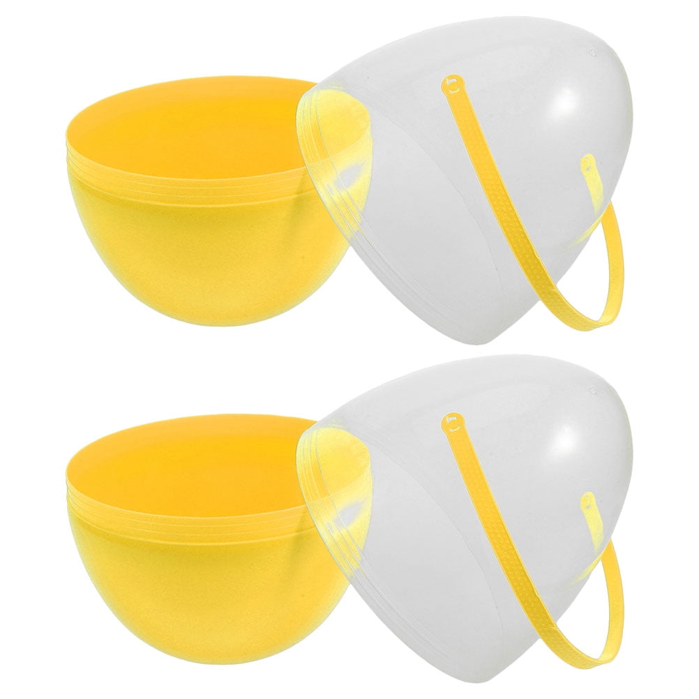 HONMEET 25cm Yellow Fillable Plastic Easter Egg with Handle for Storage and Fun Surprises at Events