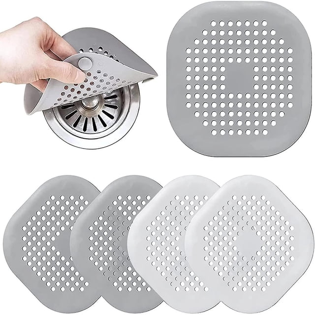Protector de drenaje de silicona de 4 piezas, colador de fregadero de cocina con ventosa, filtro de cubierta de drenaje de bañera, filtro de pelo de ducha, para fregadero de cocina, baño (2g