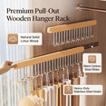thumbnail image 4 of Pull Out Wooden Wall Mounted Hanger Rack with Sliding Hooks, Space Saving Organizer for Entryway Bathroom Closet and Laundry Room, 4 of 6