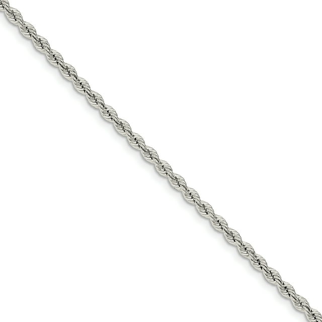 Sterling Silver 3.0mm Solid Rope Chain (Weight: 4.99 Grams, Length: 7 Inches)