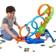 thumbnail image 1 of Hot Wheels Toy Car Track Set with 4 Loops, 3-Way Crash Zone & Motorized Booster, Folds for Storage, with 1:64 Scale Toy Car, 1 of 5