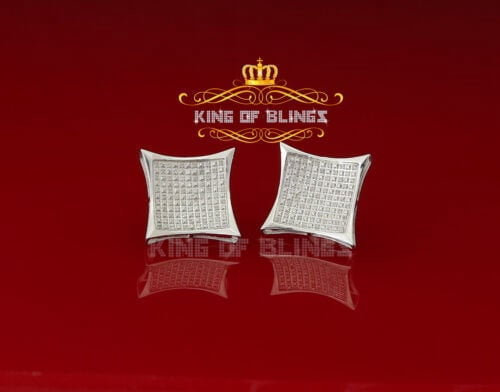 King of Bling's 0.35ct Diamond Stud Kite Earrings For Women White 925 Sterling Silver For Men