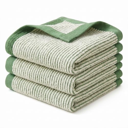 FAGOBI 3 Pack Cotton Hand Towels Soft Absorbent Square Drying Towel with Hanging Loop Thick Face Cloth for Bathroom, Kitchen