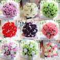 thumbnail image 3 of YiBai Purple Artificial Flowers for Outdoors 18Head Artificial Silk Roses Flowers Bridal Bouquet Rose Home Wedding Decor E #.819, 3 of 3