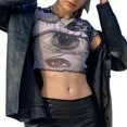 thumbnail image 4 of FAROOT T-Shirts en Maille Transparente pour Femmes Tops à Manches Courtes, 4 of 5
