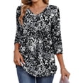 thumbnail image 2 of Fantaslook 3/4 Length Sleeve Womens Tops Dressy Casual Boho Blouses V Neck Pleated Tunic Tops Work Shirts, 2 of 8
