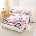 thumbnail image 2 of Erosebridal Happy Bunny Kids Bed Sheets, Pink Easter Eggs Butterfly King Sheets, 4-Piece, 2 of 5