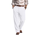 thumbnail image 2 of JoveMarine Men's Linen Pants Casual - Lightweight Breathable Summer Trousers with Drawstring Elastic Waist, Everyday Comfort,White M, 2 of 5